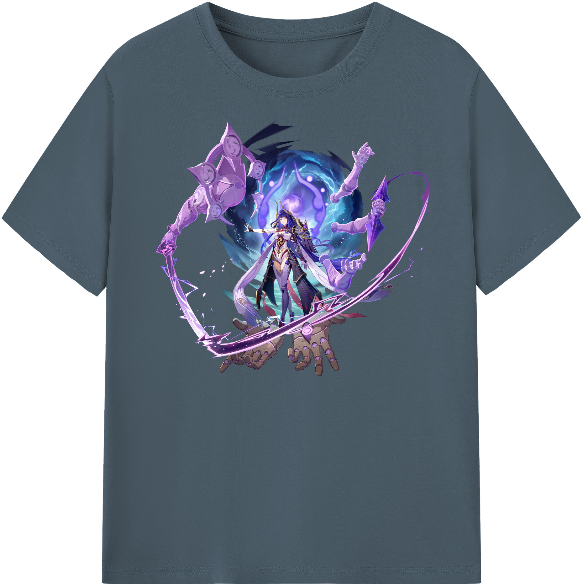 げんし神 雷電将軍 らいでんしょうぐん genshin Raiden Shogun 綿100％半袖Tシャツ（フロントプリント）